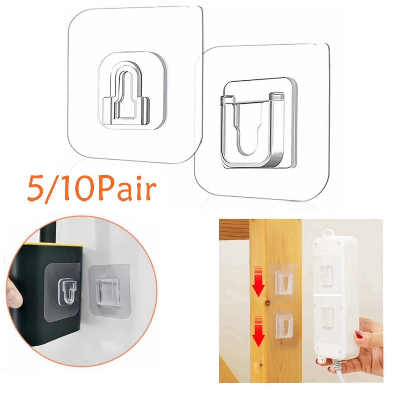 5/10 Pair Double-Sided Adhesive Wall Hooks Hanger Strong Transparent Hooks Suction Cup Sucker Wall Storage Holder For Kitchen