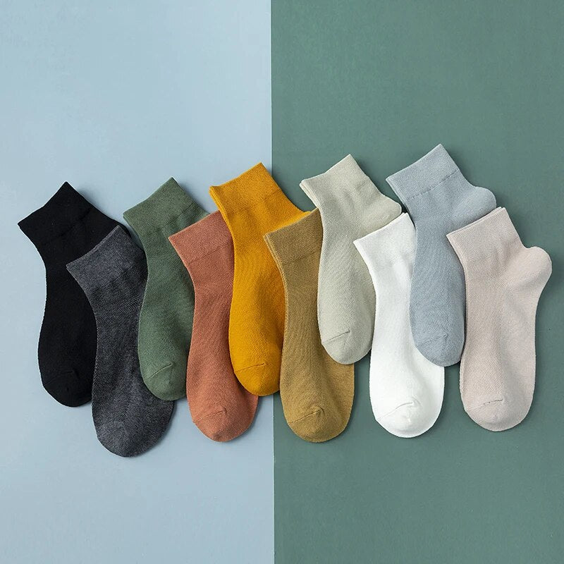 Men Cotton Socks Casual Harajuku Male Solid Solor Comfortable Business Fun Short Sock Soft Simple Fashions
