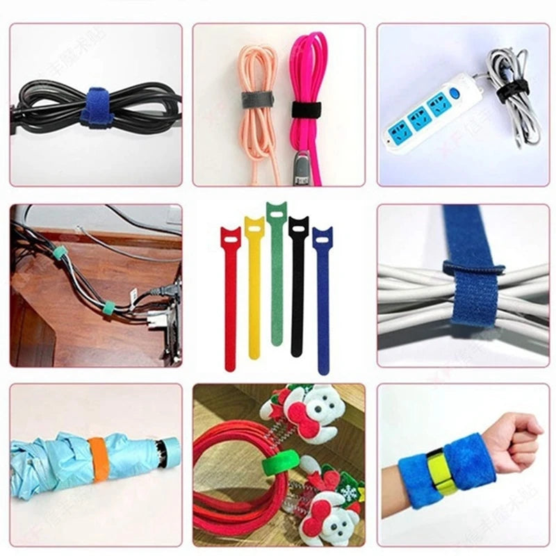 30Pcs Detachable Cable Ties Color Reusable Nylon Ties T-Type Cable Organizer