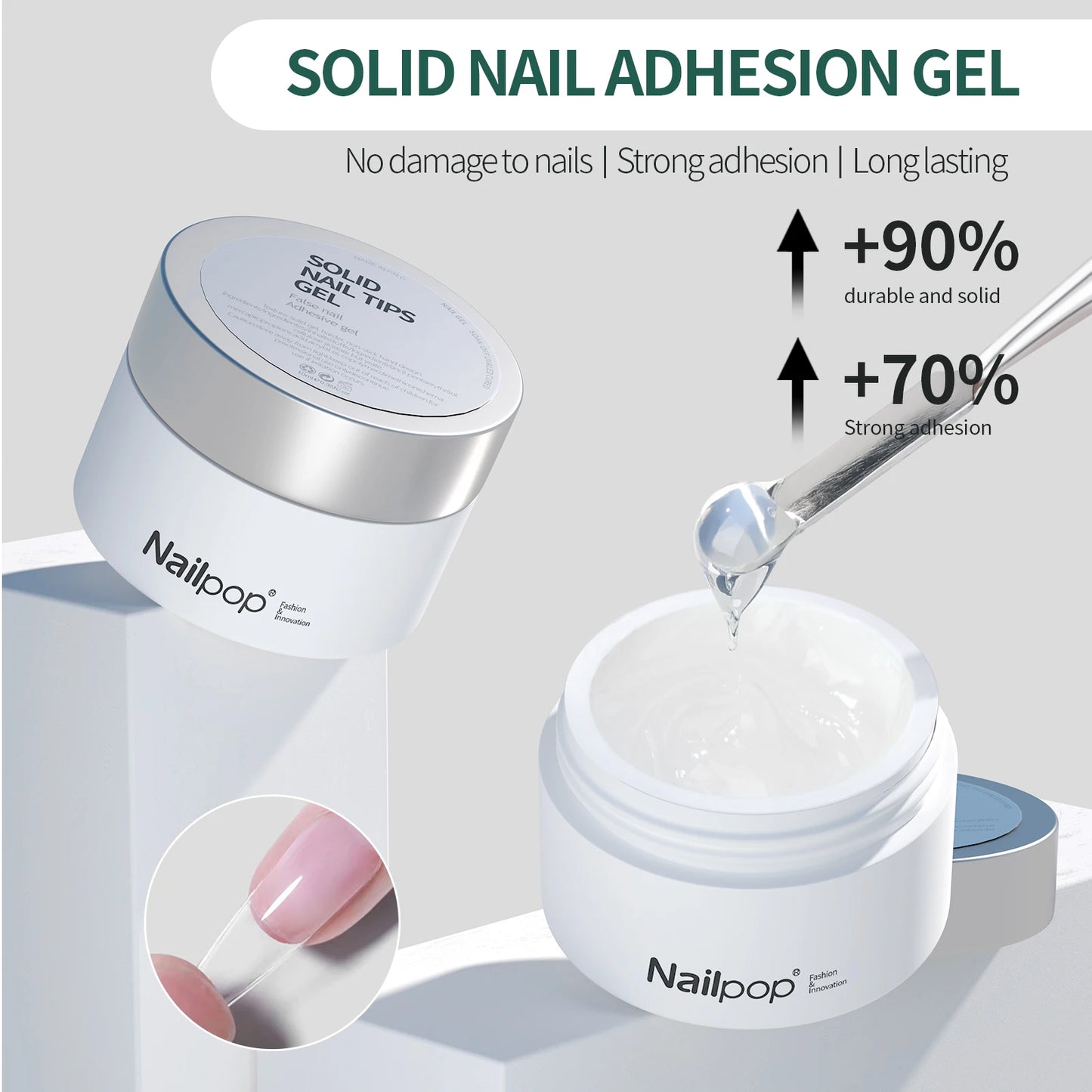 Nailpop Solid Nail Patch Gel Easy Stick Gummy Adhesive Bond UV Glue For American Pose Capsule Tips Strong Adehesion 10ml