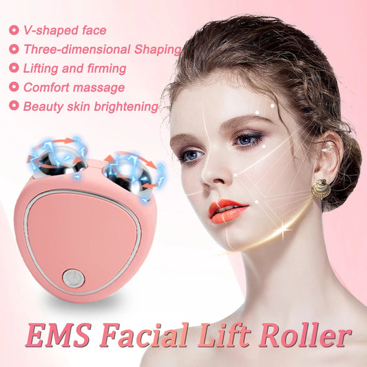 EMS Facial Massager Roller Microcurrent Face Lifting Machine V-Face Roller Massager Skin Rejuvenation Anti-Wrinkle Beauty Device