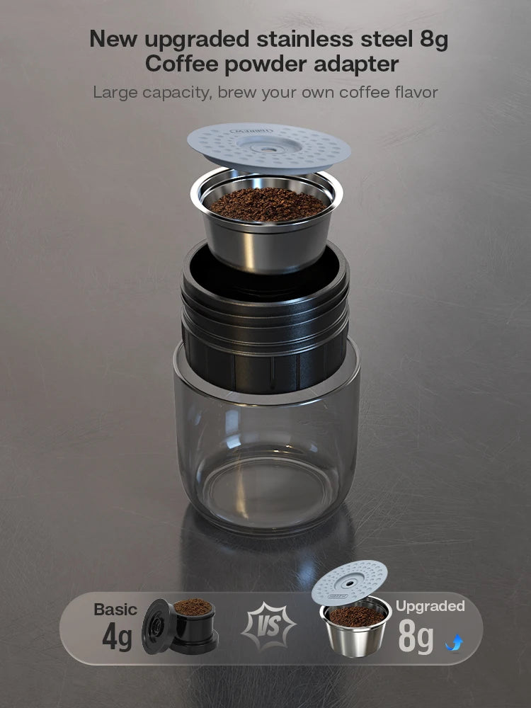 HiBREW เครื่องชงกาแฟแบบพกพาสำหรับรถยนต์และที่บ้าน DC12V เครื่องชงกาแฟ Expresso Fit Nexpresso Dolce Pod Capsule Coffee Powder H4A