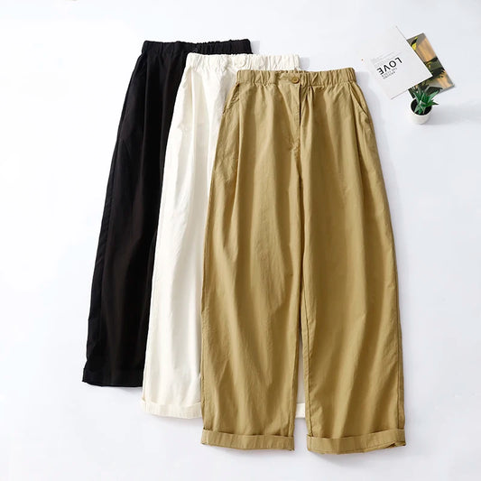 2023 New Arrival High Waist Cotton Loose Summer Casual Pants Office Lady Work Pants Fashion Women Harem Pants Trousers