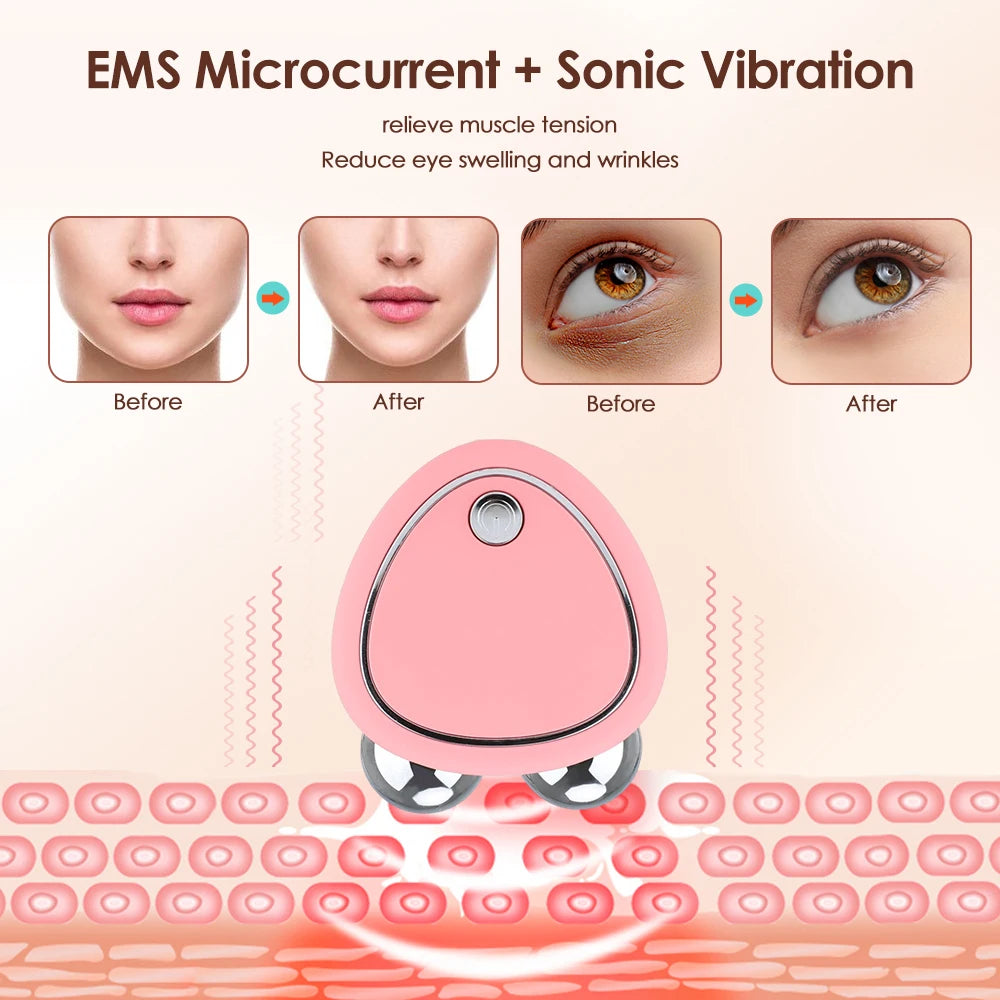 Micro Current Face Massage Beauty Instrument Mini Face Slimming Massager EMS Lifting Firming Facial Skin Diminish Fine Lines