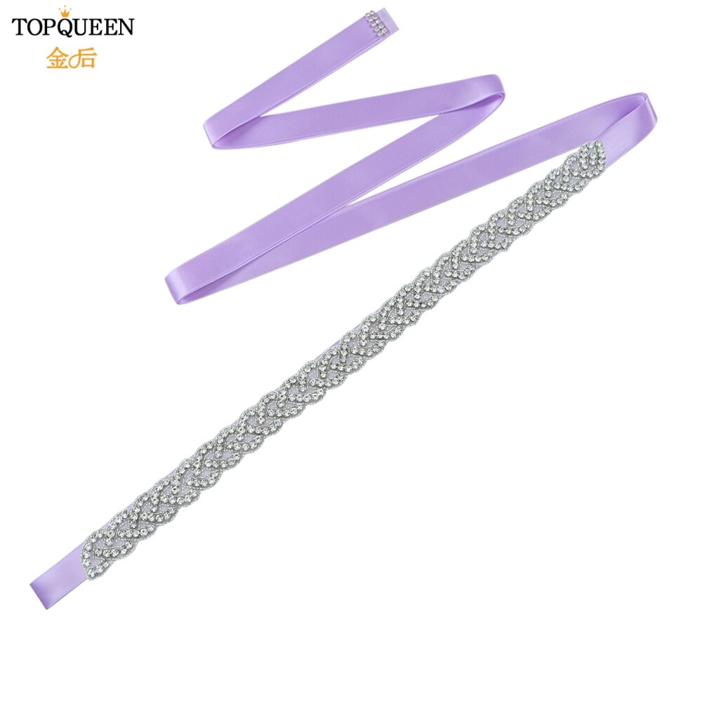 TOPQUEEN S216 Women&#39;s Rhinestones Belt Handmade Wedding Dresses Belt Marriage Bridal Ribbion Belts Wedding Bride Sash Party Belt