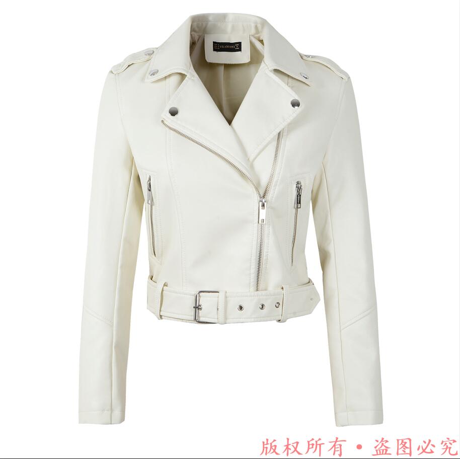 Hot New Fashion Women Motorcycle PU Leather Jackets Female Autumn Short Epaulet Zippers Coat Hot Black White Pink Yellow Outwear