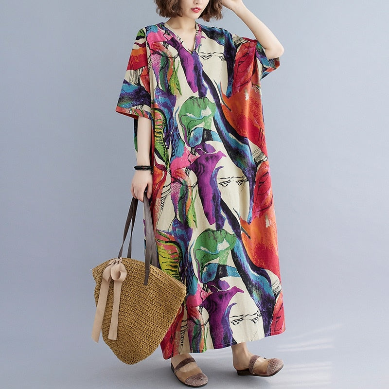 short sleeve oversize cotton linen vintage dresses for women casual maxi long loose summer beach dress elegant clothing 2022