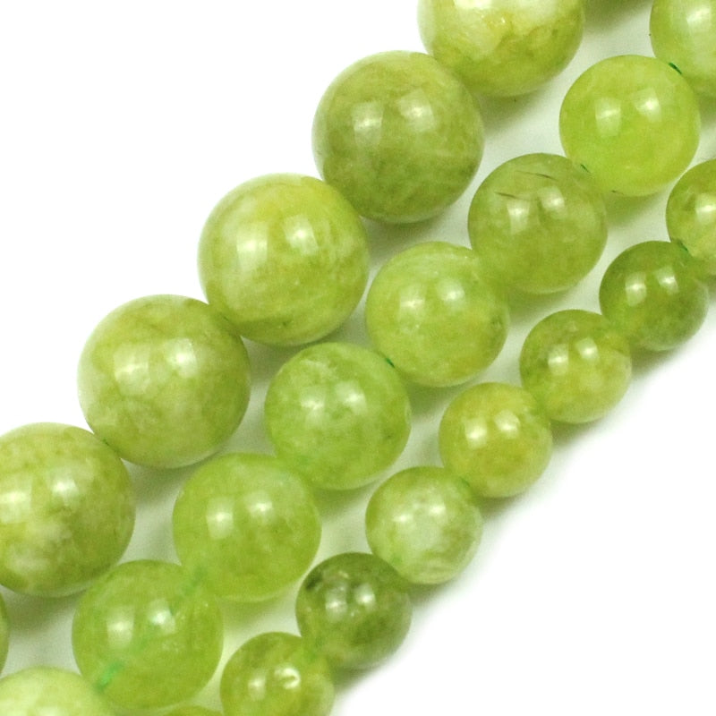 Natural Olive Green Peridot Cracked Crystal Round Loose Spacer Beads 6 8 10mm Strand For Jewelry Making DIY Bracelet Necklace