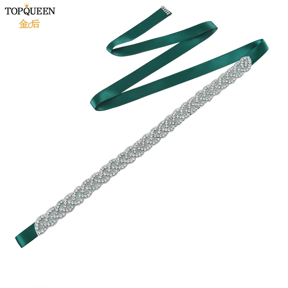 TOPQUEEN S216 Women&#39;s Rhinestones Belt Handmade Wedding Dresses Belt Marriage Bridal Ribbion Belts Wedding Bride Sash Party Belt