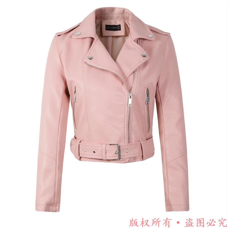 Hot New Fashion Women Motorcycle PU Leather Jackets Female Autumn Short Epaulet Zippers Coat Hot Black White Pink Yellow Outwear