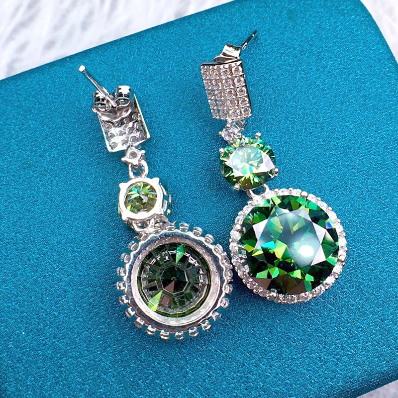 Luomansi Luxury 5+1CT 11MM Green Moissanite Earrings Passed Diamond Test S925 Jewelry Women&#39;s Wedding Party