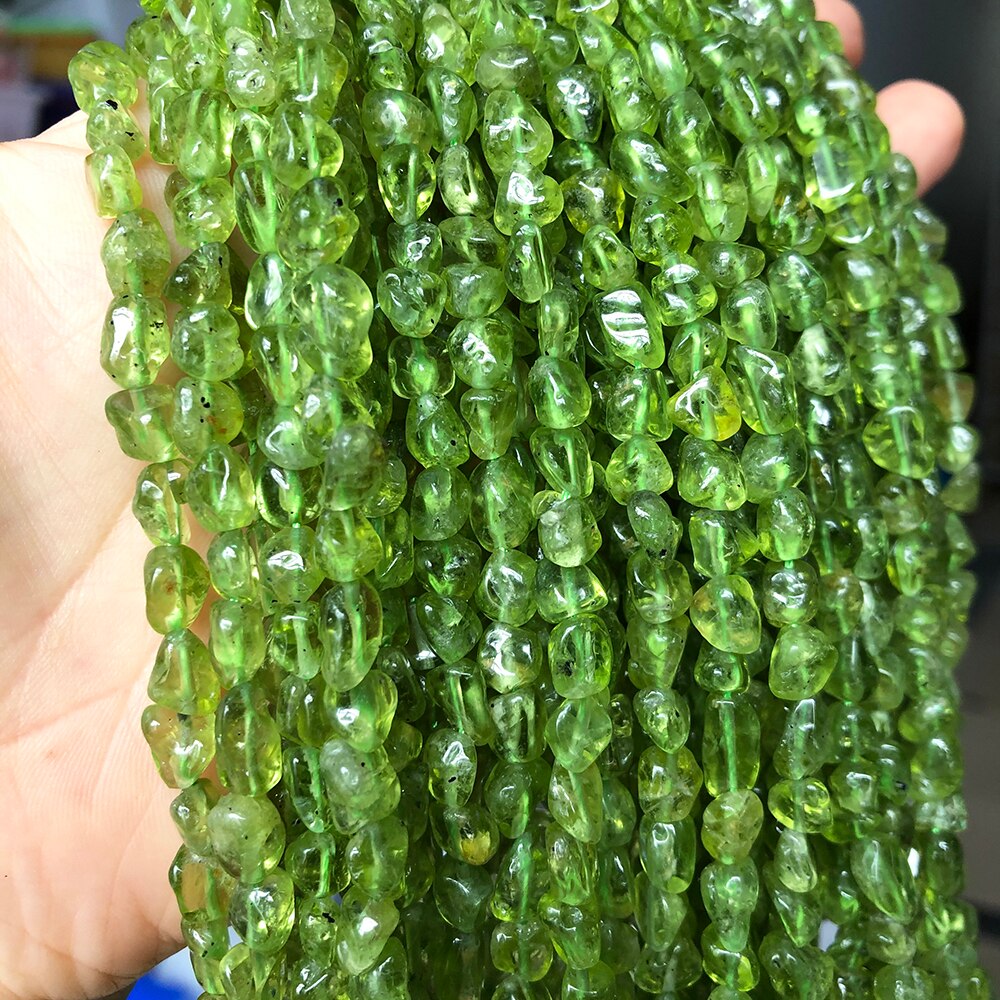 4-6mm Natural Irregular Green Peridot Crystal Stone Beads Loose Spacer Beads For Jewelry Making DIY Bracelet Necklace 15&quot;Strand