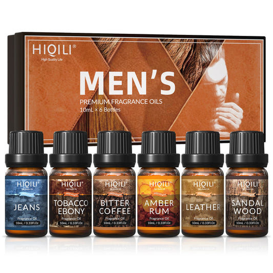 HIQILI Mens Fragrance Oils Set, Essential Oils for Aromatherapy, Pure Perfume Oil Aroma Oil for Car Diffuser Candles Making