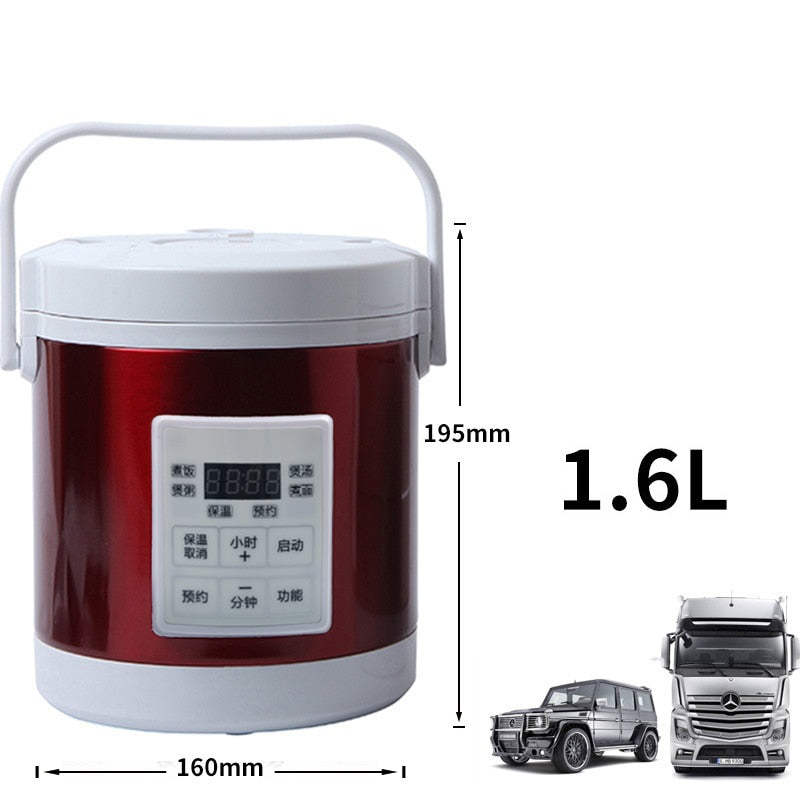 DMWD 12V 24V mini rice cooker 1.6L car trucks electric soup porridge cooking machine food steamer warmer fast heating lunch box