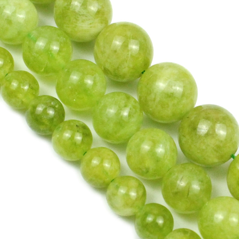 Natural Olive Green Peridot Cracked Crystal Round Loose Spacer Beads 6 8 10mm Strand For Jewelry Making DIY Bracelet Necklace