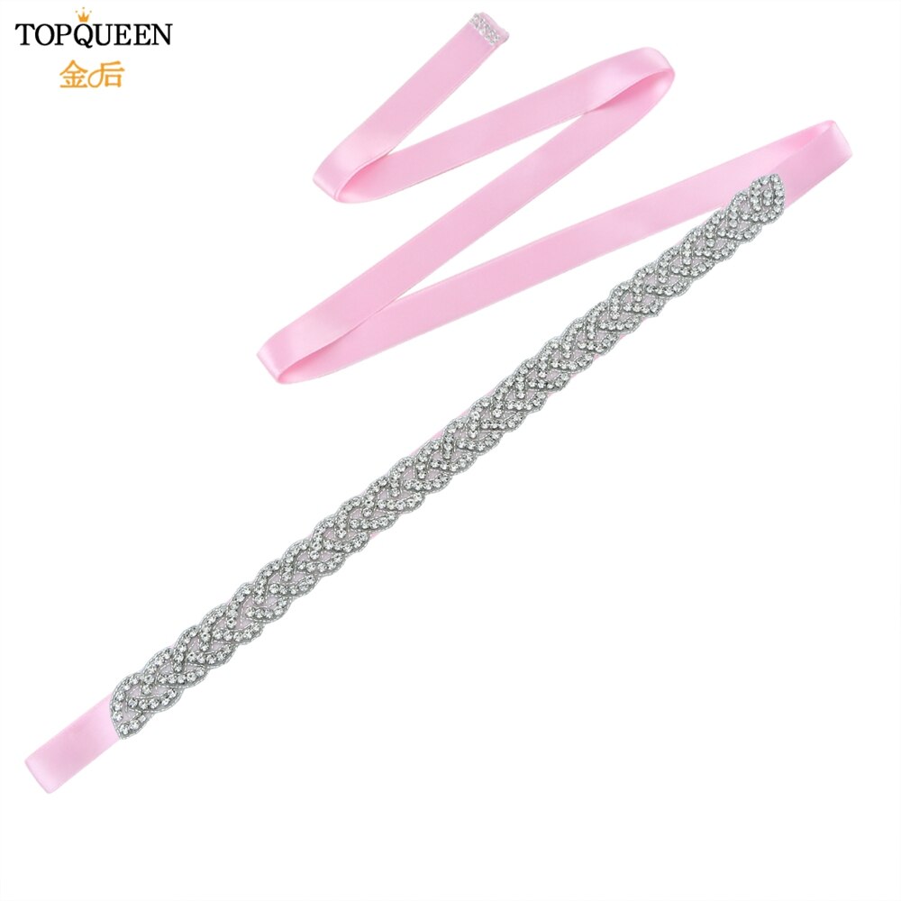 TOPQUEEN S216 Women&#39;s Rhinestones Belt Handmade Wedding Dresses Belt Marriage Bridal Ribbion Belts Wedding Bride Sash Party Belt