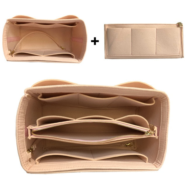 Hot Popular Women's Makeup Organizer Felt Cloth Insert Bag Multi-functional Travel Cosmetic Bag Girl Storage Toiletry Liner Bags