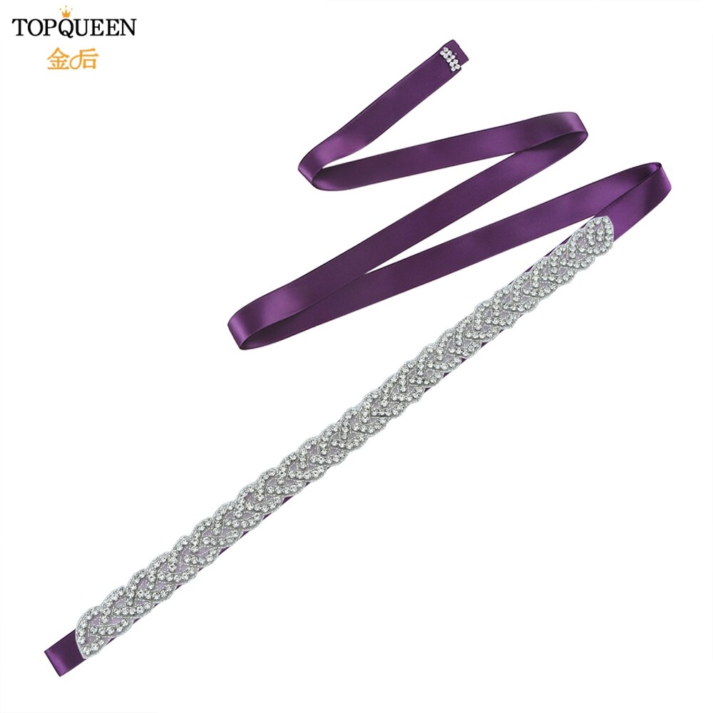 TOPQUEEN S216 Women&#39;s Rhinestones Belt Handmade Wedding Dresses Belt Marriage Bridal Ribbion Belts Wedding Bride Sash Party Belt