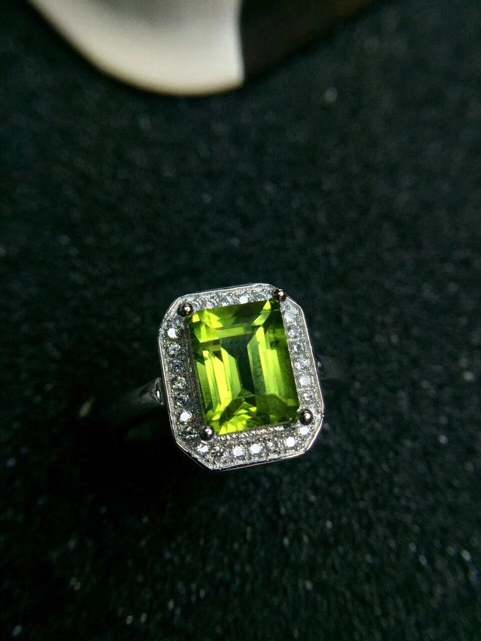 Natural green peridot Ring S925 Silver Natural olivine Stylish luxury Square pillow Ring girl Women&#39;s gift Rings fine Jewelry