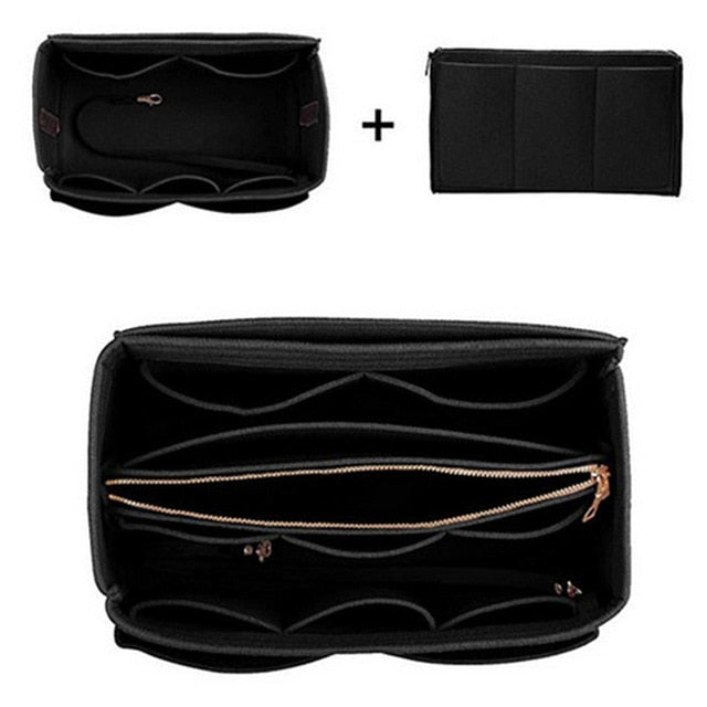 Hot Popular Women's Makeup Organizer Felt Cloth Insert Bag Multi-functional Travel Cosmetic Bag Girl Storage Toiletry Liner Bags