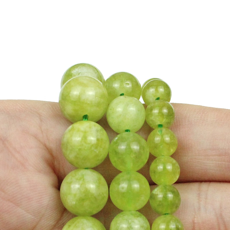 Natural Olive Green Peridot Cracked Crystal Round Loose Spacer Beads 6 8 10mm Strand For Jewelry Making DIY Bracelet Necklace