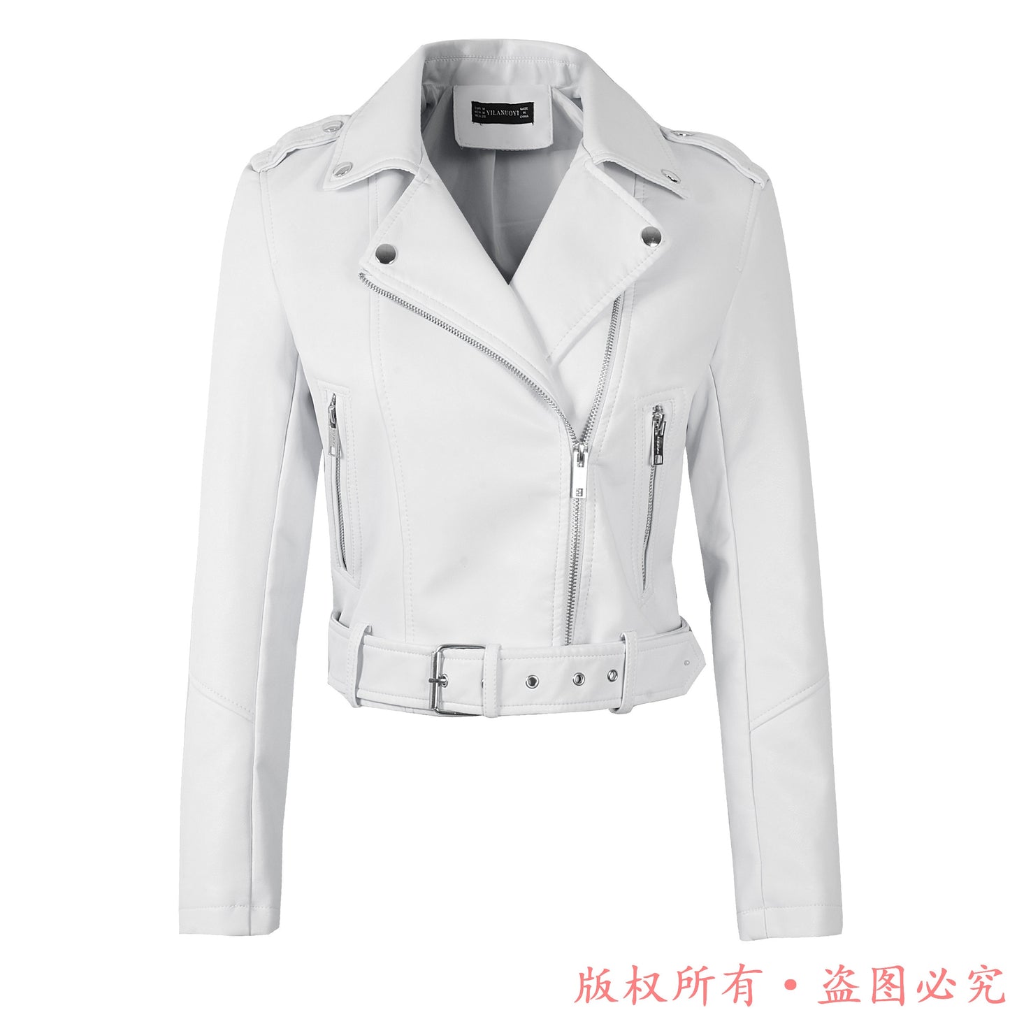 Hot New Fashion Women Motorcycle PU Leather Jackets Female Autumn Short Epaulet Zippers Coat Hot Black White Pink Yellow Outwear