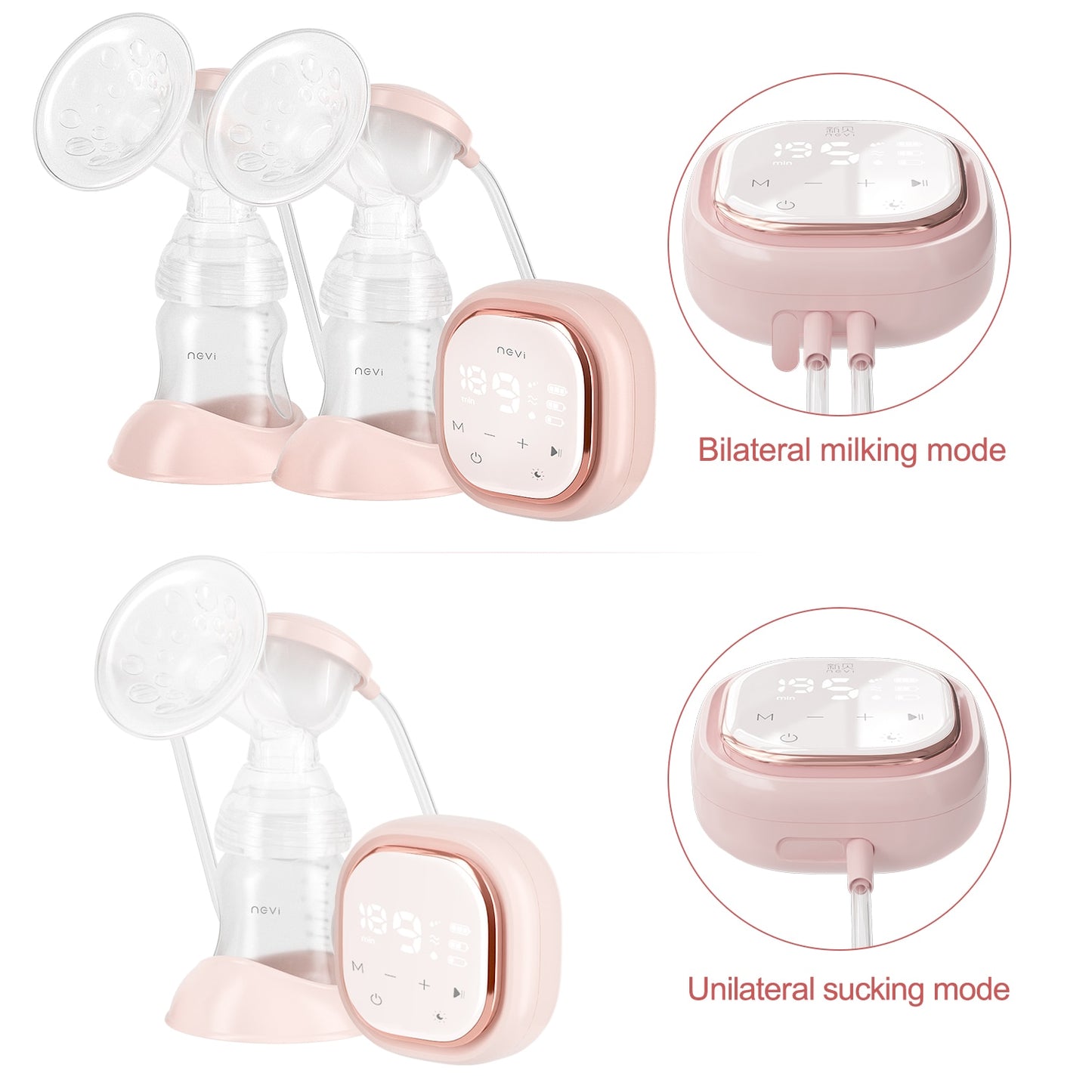 NCVI Double Electric Breast Pumps, 3 modes &amp; 9 levels, Protable Dual Breastfeeding Milk Pump, Night Light, Touch Screen