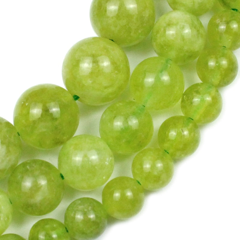 Natural Olive Green Peridot Cracked Crystal Round Loose Spacer Beads 6 8 10mm Strand For Jewelry Making DIY Bracelet Necklace