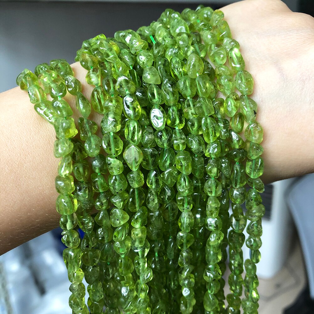 4-6mm Natural Irregular Green Peridot Crystal Stone Beads Loose Spacer Beads For Jewelry Making DIY Bracelet Necklace 15&quot;Strand