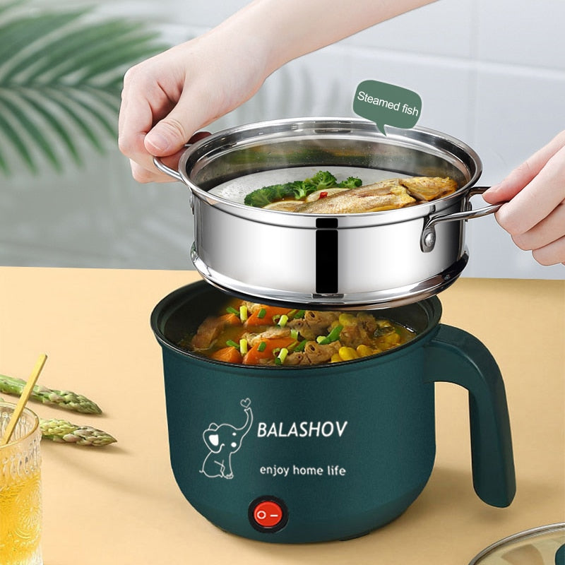 CK0001 Mini Electric Cooker For Home Kitchen 2 People Food Noodle Single/Double Layer Multifunction Non-stick Pan steam Cooking Machine