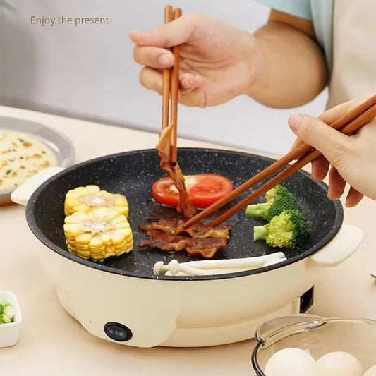 CK0001 Portable Electric Cooker Frying Pan 2 Gear Multifunction Oven Non-Sticky Grill Baking Roast Pot Steak Barbecue for Home Kitchen