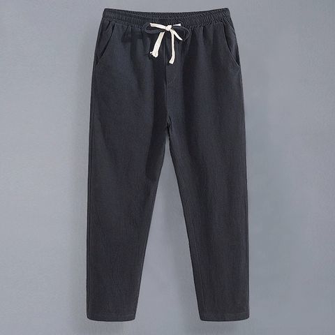 Summer Linen Pants Men Thin Loose Mens Joggers Cotton Linen Cropped Pants Men&#39;s Casual Pants Chinese Style Linen Pants