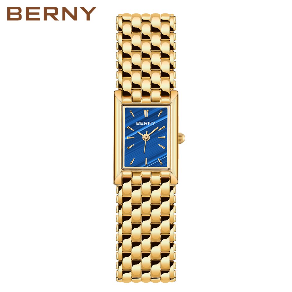 BERNY Gold Watch for Women Luxury Women&#39;s Wristwatch Waterproof Golden Female Clock Stainless Steel Fashion Quartz Ladies Watch