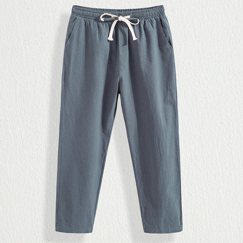 Summer Linen Pants Men Thin Loose Mens Joggers Cotton Linen Cropped Pants Men&#39;s Casual Pants Chinese Style Linen Pants