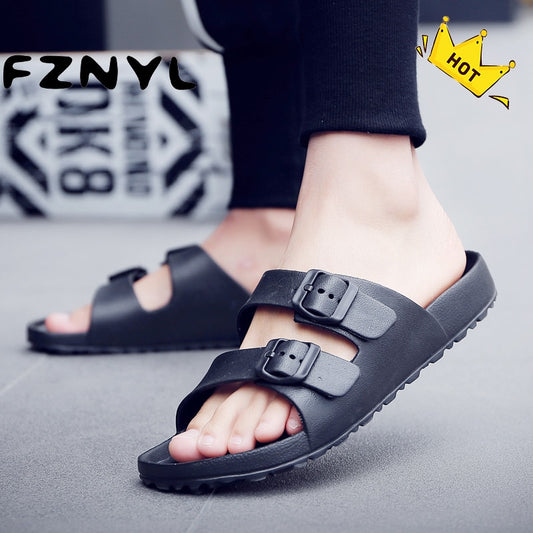 FZNYL ผู้ชายรองเท้าแตะ 2022 ฤดูร้อนชายหาดรองเท้าลำลองกลางแจ้งชายรองเท้าแตะในร่มสีดำ Flip Flops รองเท้าขนาดใหญ่ 46 Sandalias