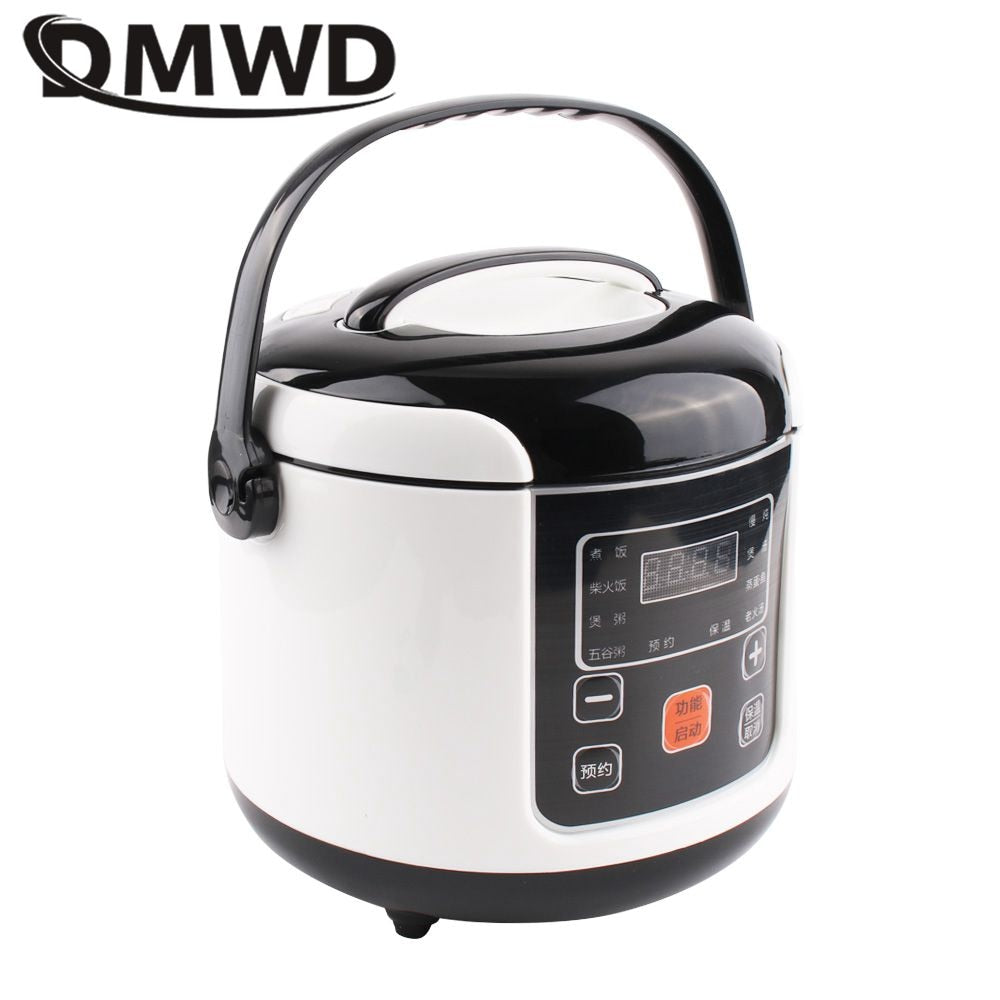 DMWD 2L หม้อหุงข้าวไฟฟ้า 12/24V รถยนต์/รถบรรทุก Multicooker กล่องอาหารกลางวันแบบพกพาโจ๊กเครื่องทำอาหารหม้อซุป 24H นัด