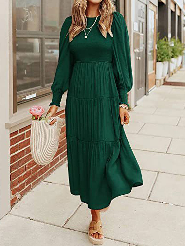 2022 Summer Pleated Dress Women Long Party Dress Ladies Flying Sleeve Fashion Casual A Line Dress For Women