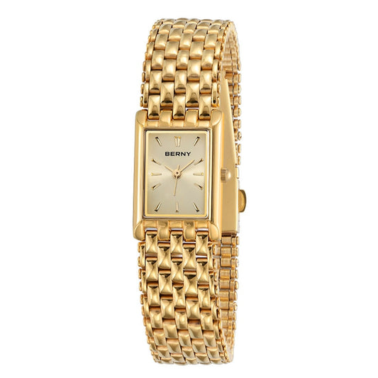 BERNY Gold Watch for Women Luxury Women&#39;s Wristwatch Waterproof Golden Female Clock Stainless Steel Fashion Quartz Ladies Watch