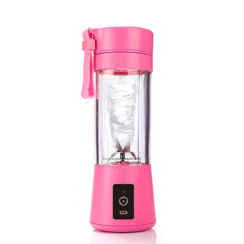 Pink Portable Electric Juicer Mini Fruit Juice MixerUSB Rechargeable Handheld Smoothie Blender Stainless Steel Blade